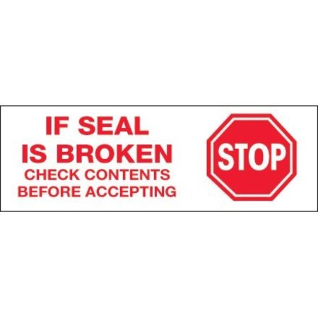 BOX PACKAGING Tape Logic¬Æ "Stop If Seal Is Broken..." Printed Carton Sealing Tape 2" x 110 Yds. Red/White T902P016PK
